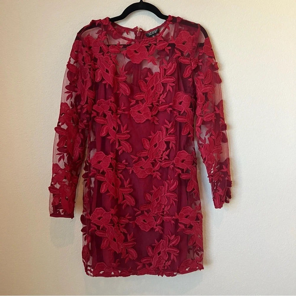Topshop Long Sleeve Applique Mini Dress - Picture 2 of 6